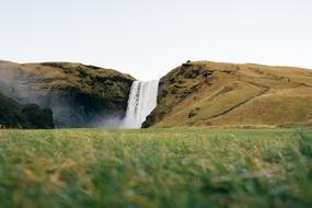 beautiful waterfall against a backdrop of rocks
