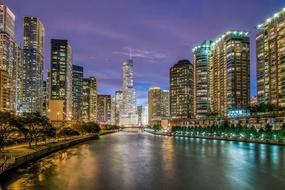 panorama of the promenade and night photo of skyscrapers