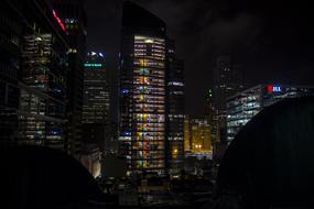 Highlighting skyscrapers in a night city