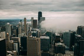 beautiful modern City beneath clouds