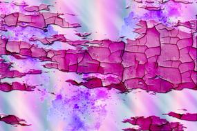 cracks in the pink paint on the wall