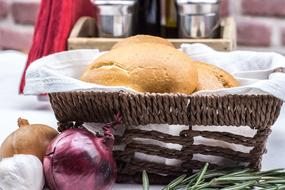 vegetables and bread in a basket
