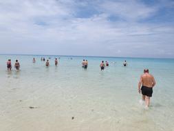 happy people in the ocean
