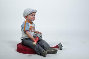 child boy Playing firefighter