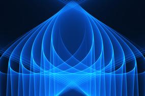 Beautiful, blue, glowing light pattern, at black background, clipart