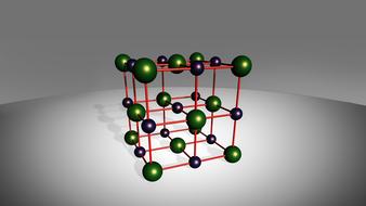 3d construction with the green, shiny balls and red lines, clipart