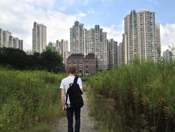 Young Guy Student city garden