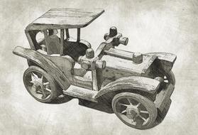 sketch of an old car