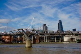 Millennium Bridge at cityscape, uk, england, London