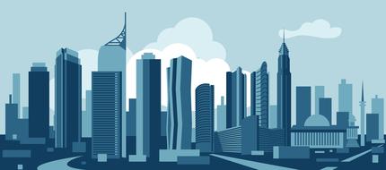 blue city structure vector