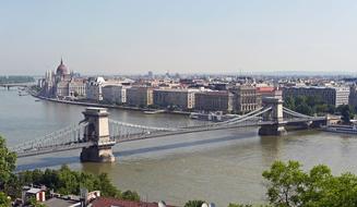 Beautiful Chain bridge above Danube in Budapest, Hungary