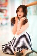 Girl Model striped dress