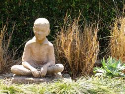 Statue Boy Stone grass