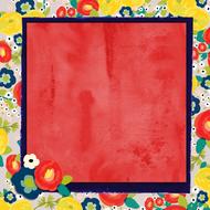 red flowers modern scrapbook square