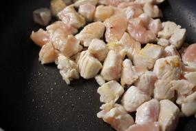 Dinner of sliced chicken meat