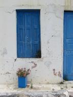 Blue and White Greek building