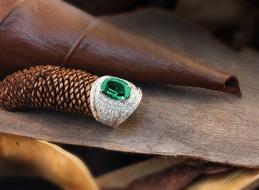 beautiful ring with a green stone