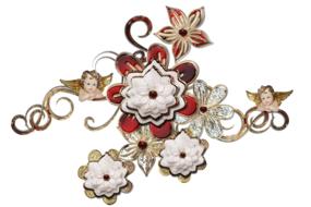 flowers and baby angels, vintage ornament