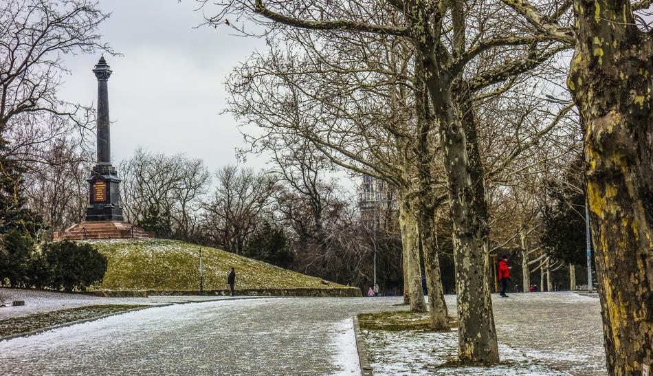 landscape of Shevchenko Park in Odessa at winter