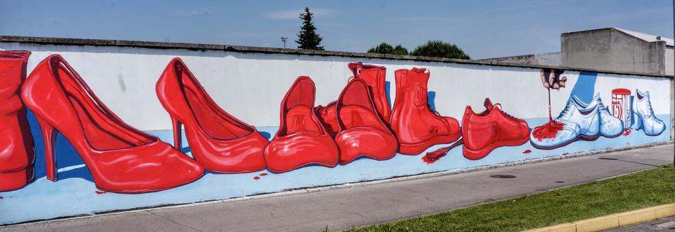 graffiti wall shoes