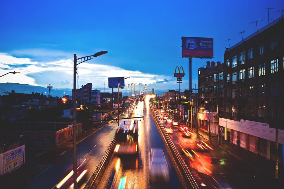 Beautiful Cdmx city with colorful lights in the afternoon in Mexico