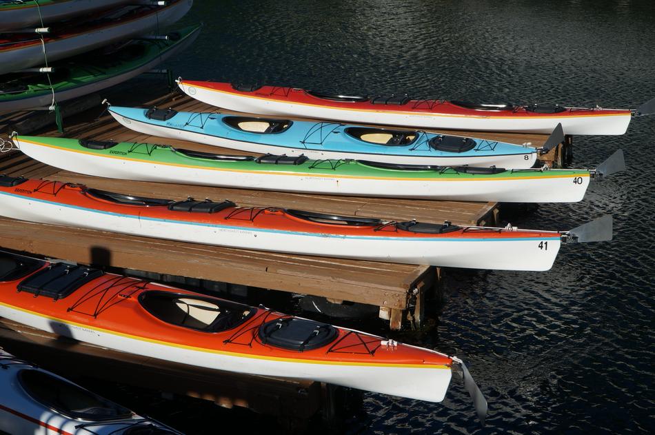Colorful Kayak boats sport activity