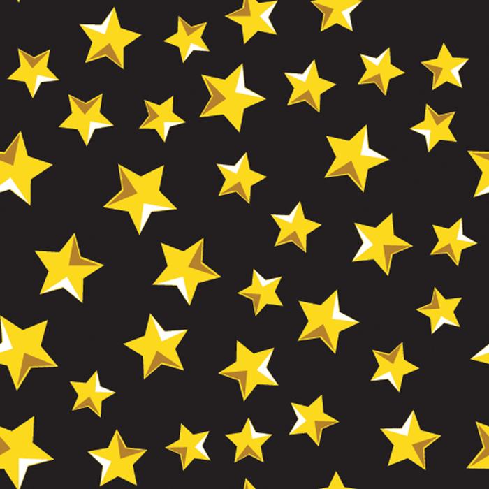 Beautiful black background with golden 3d stars as pattern