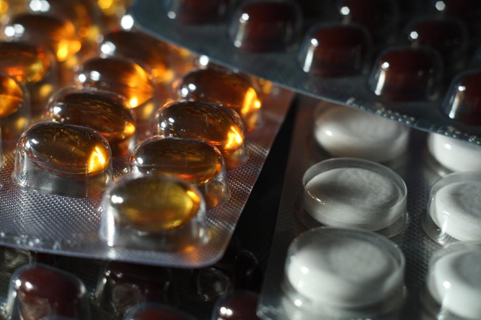 variety of drugs in silver blisters