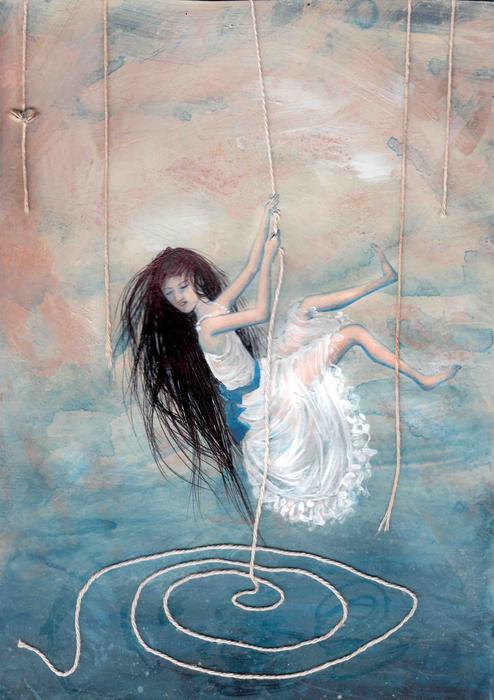Girl on the rope Illustration drawing