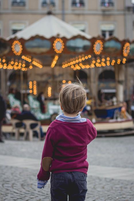 children's carousel in the city center