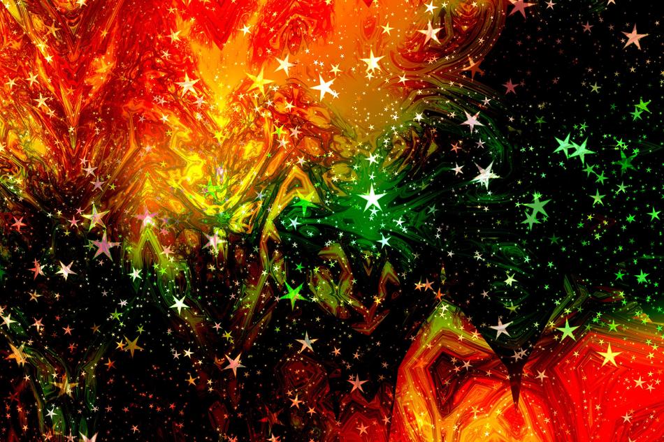 background space stars explosion red green