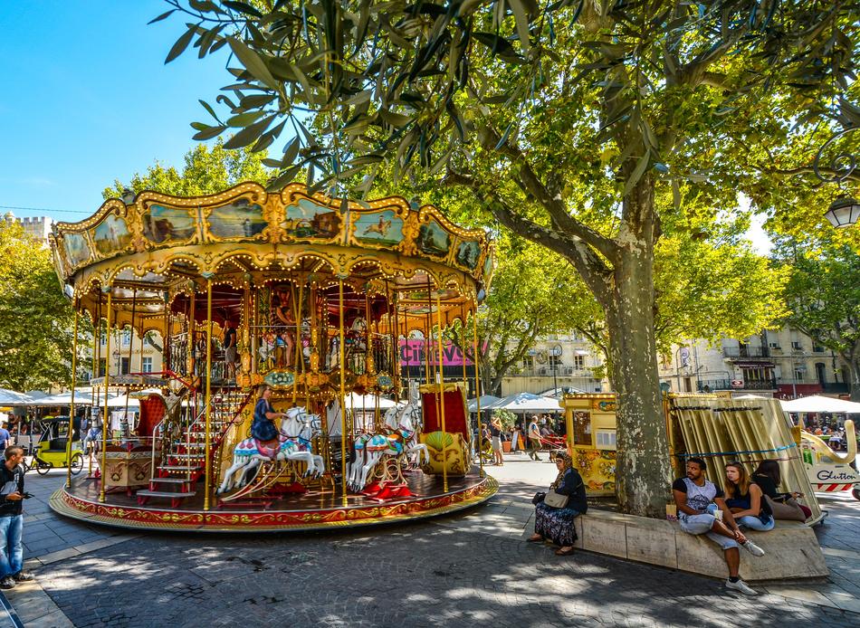 ravishing carousel in park in Avignon Provence