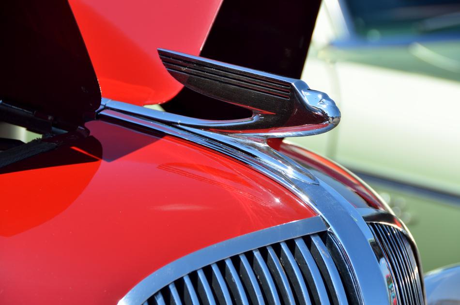 Hood Ornament Vintage red Car