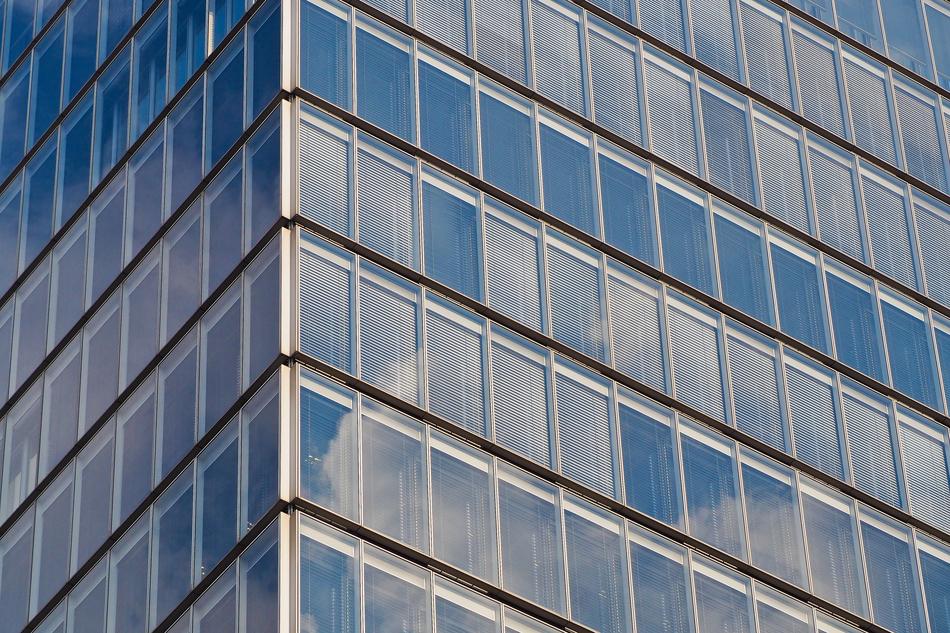 glass corner of skyscraper