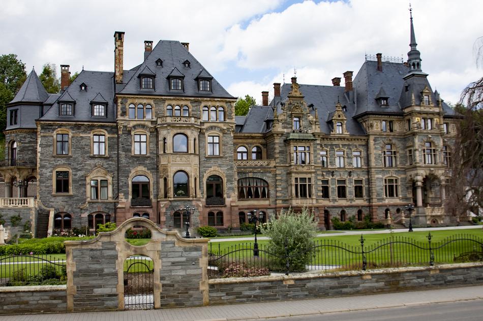 Beautiful Schloss Lieser in Lieser, Germany, with the green garden