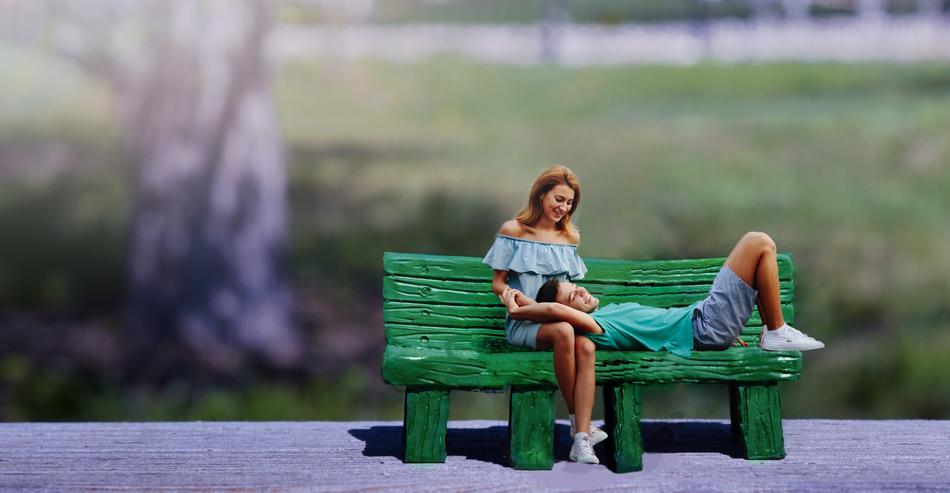 Boy And Girl green bench