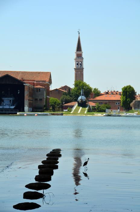 Steeple tower and Heron