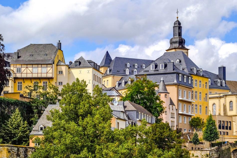 Beautiful landscape of the colorful Villa Haute, Luxembourg, with the plants