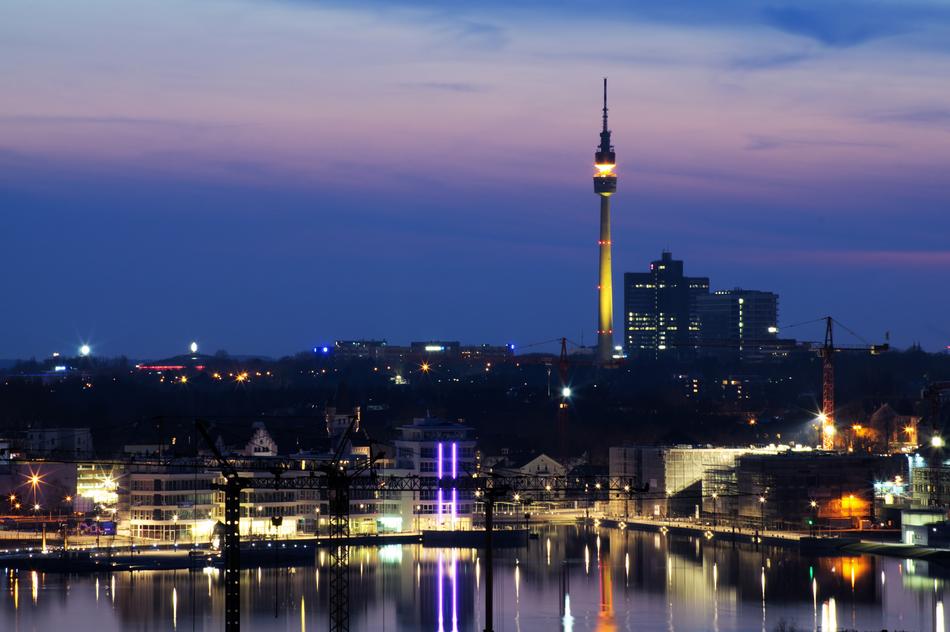 panoramic view of dortmund at dusk