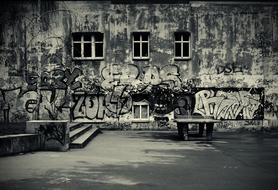 graffiti on the walls in berlin in black and white background