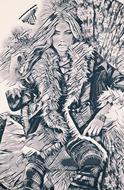 woman model abstract drawing