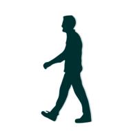 walking man, silhouette at white background