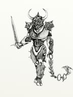 painted minotaur in armor