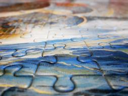 Close-up of the beautiful puzzle with the colorful puzzle pieces