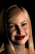 Portrait of Blond Woman with big red lips