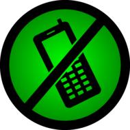 cell phone, green forbidden sign