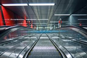 escalator and glass railings at the railway station in Dusseldorf