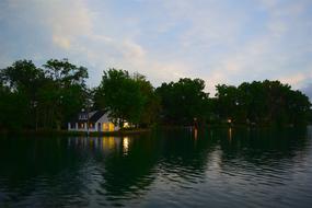 House and Lake Evening