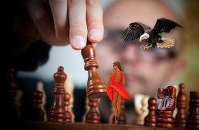 Chess Woman and bird
