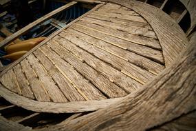 macro photo of an old wooden boat